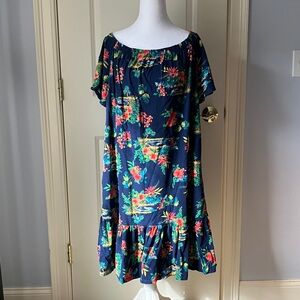 Lands’ End Floral Off-Shoulder Dress-Size L